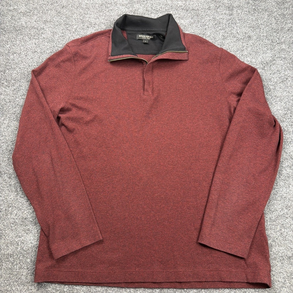 Banana‎ Republic Luxury Touch 1/4 Zip Pullover Lightweight Sweater Mens L Red